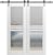 VDOMDOORS Modern Double Barn Door 72 x 84 inches with Opaque Glass 4 Lites/Mela 7222 White Silk / 13FT Rail Track Set/Solid Panel Interior Doors