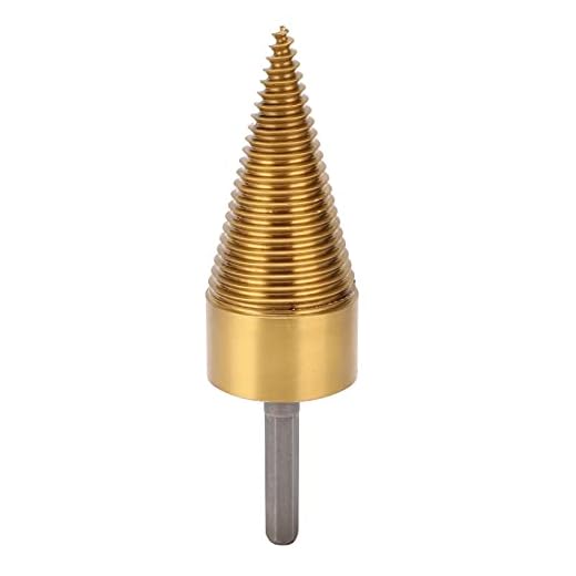 Hex Shank Drill Screw Cone, 42mm Ti Plating Split Tool Twist Firewood Splitter, Tree Stump Breaker Wood Cone Punch Drill Bit