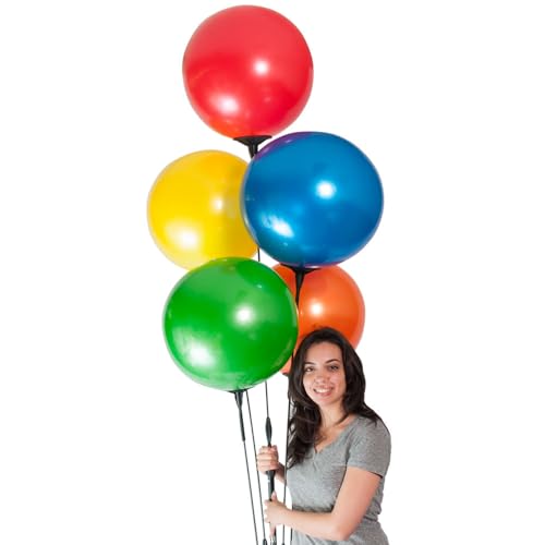 Image of Reusable Outdoor Balloon Clusters - Helium Free, All-Weather, Durable, Plastic Balloons for Advertising, Real Estate, Grand Openings & Events (Red, Yellow, Blue, Green, Orange)
