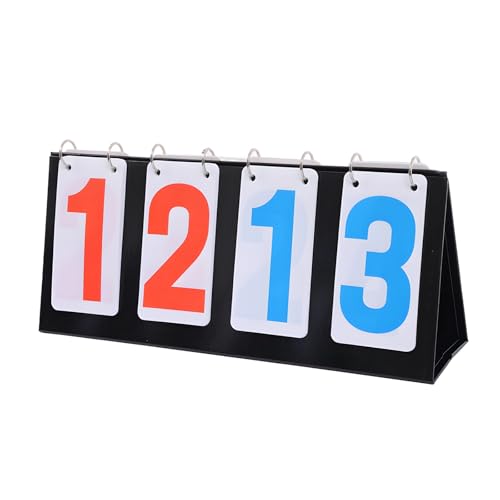 Vestamore Tabletop Scoreboard with 4-Digit Display, Red & Blue Numbers, 16 X 38 Cm, Portable, Flip Scoreboards for Tennis, Basketball & All Sports