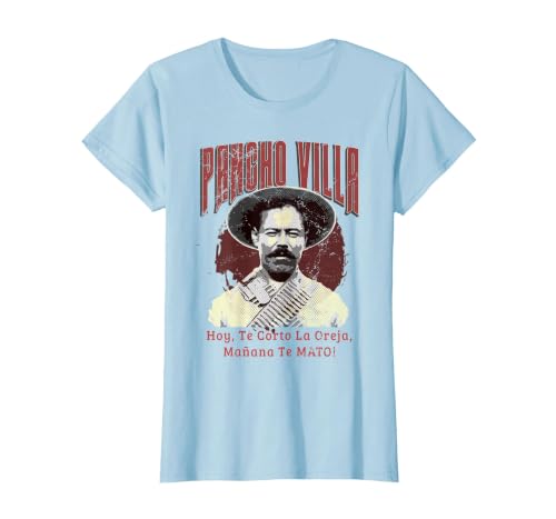 Mexican Revolution General Pancho Villa T-Shirt T-Shirt, Women, Baby Blue, 3X-Large