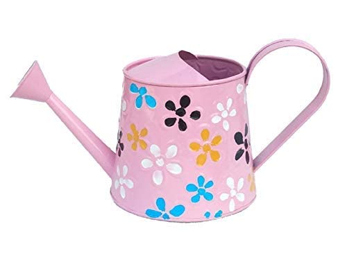 Image of S H Collection Watering Can 2.5 Litre Indoor Outdoor Home Gardening, Plants Watering can Metal Polka planters Round Metal for Plants & Flowers Decorative Garden Water Can with Handle (Pink Chitai)