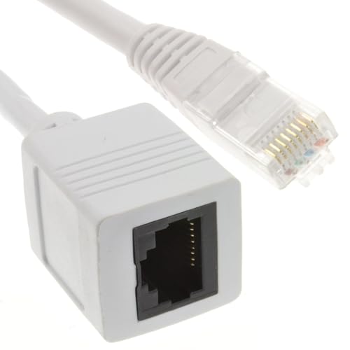 Image of kenable Network CAT6 UTP Ethernet RJ45 Extension Cable Male to Female Gigabit LAN Lead White 10m