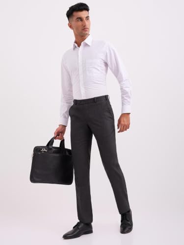 Image of Park Avenue Men's Mid Rise Regular Pants (PMTX07517-G8 Dark Grey, 34