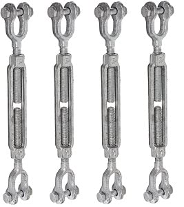 Indusco 93900241 Hot Dipped Drop Forged Galvanized Steel Jaw and Jaw Turnbuckle, 3500 lbs Working Load Limit, 5/8