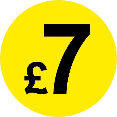 Permanent Adhesive - Black & Yellow 30mm Price Stickers/Labels from £5.45 to £17, 5000, £7 — image 1