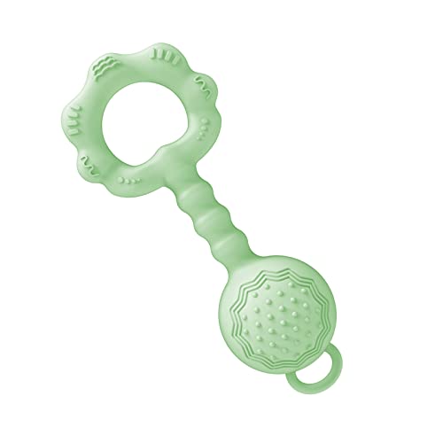 Image of Silicone Baby Teether Rattle Toy, WHOZU Baby Teething Toy for Infants Girls and Boys 0-6-12-18 Months, Soft and Flexible, Green