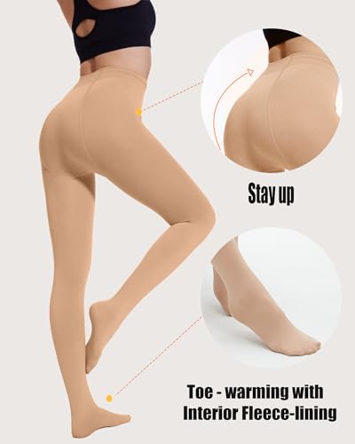 HeyUU Women's Ultra Warm Thin Fleece Lined Tights for Winter, Opaque Medium-Thick Thermal Tights Stockings 150D2