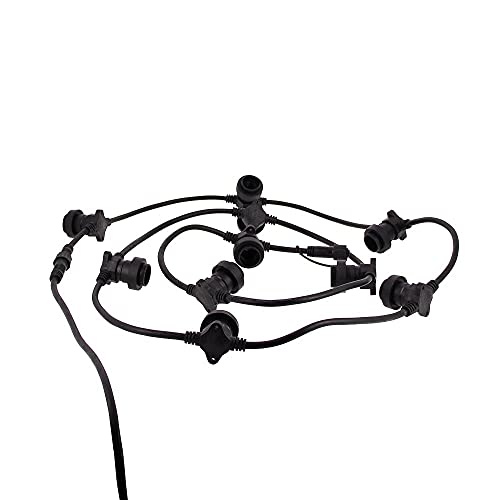 Xanlite - Guirnalda exterior personalizable y extensible, cable negro, compatible con casquillo E27 (no incluye bombillas), GRL5230VB