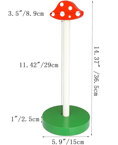 Modern Wooden Paper Towel Holder Stand - Beautiful Mushroom Design with Anti-Skid Base, Easy No-Tool Assembly for Kitchen Countertop, Bathroom, Office - Natural Home Decor — view 3