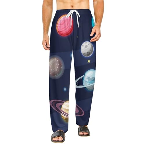 Pantalon de nuit femme long Planète Espace confortable avec poches S