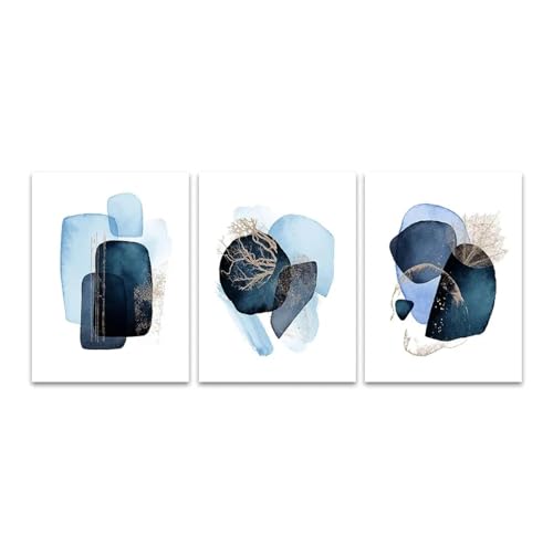 Affiche toile bleu marine abstrait géométrique peinture moderne décoration murale salon 60x90