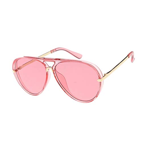 Frame & Optic Fashion Culture Unisex Brow Bar Colorful Translucent Large Sunglasses, Pink