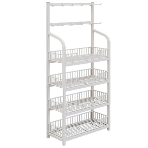 GPDNBIEU, Estante for refrigerios, Soporte de exhibición for Piso, Grandes supermercados, Tiendas de Dulces, Farmacia, Estante Organizador Multicapa con Ganchos(4 Tier White,60x27cm/23.6x10.6in)