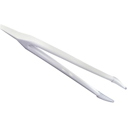 Hilco Soft Contact Lens Tweezers White Plastic w/Silicone Tips, 5 Inch Long