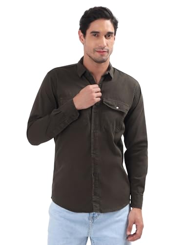 Image of Premium Men Plain Shirt Full Sleeve | Button Down Collar RFD Lightweight Fabric | Regular Fit Casual Wear Shirt with Double Pocket Design