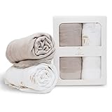 Bambino Boutique Swaddle Baby Blankets (2 Pack - Bamboo from Viscose) | Swaddle me 0-3 Baby Blankets for Boys & Baby Blankets for Girls | Soft, Breathable & Skin-Friendly Swaddle Baby wrap | 47x47