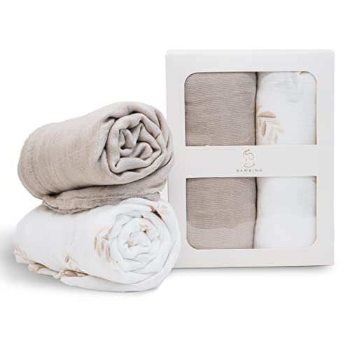 Image of Bambino Boutique 2 Pack Bamboo Baby Blanket Swaddle Set | Baby Blankets for Boys & Baby Blankets for Girls | Soft, Breathable & Skin-Friendly Swaddle Baby Wrap | 47x47 Swaddles for Newborns