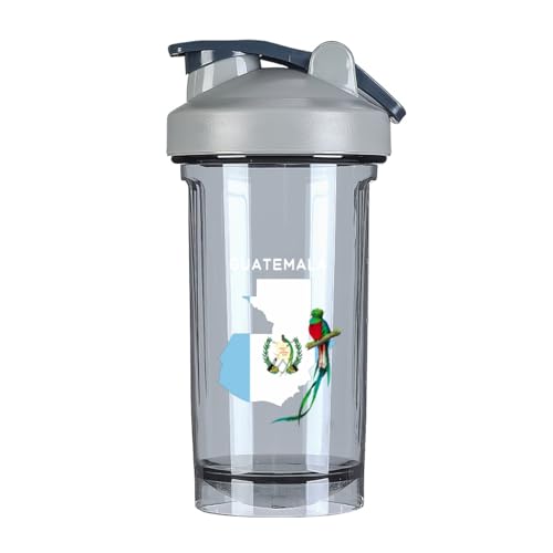 Flag Map and Quetzal Bird of Guatemala 18 Ounce Shaker Bottle Drink Mixer Leak-proof Pre Workout Protein Shakes Meal Replacement Shakes Bottles 500ML/18 Oz Gray&-3&-3