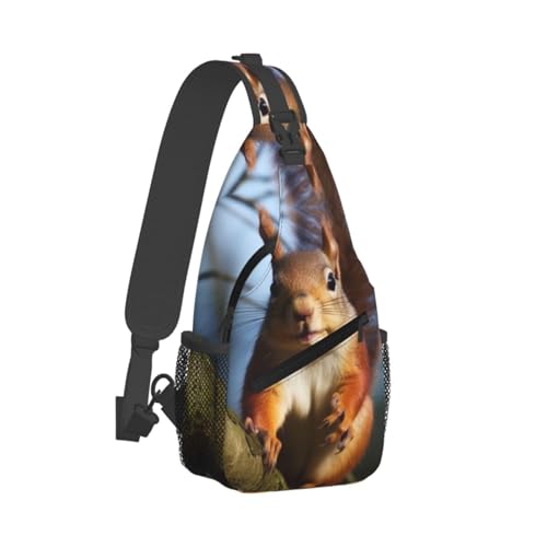 Mochila Sling estilo Crossbody diseño Ardilla negra miniatura 1