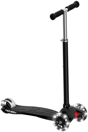 Hover-1 Sunbeam Kick Scooter with Multicolor Wheel Lights, 4.5” Front Wheels, Rear Foot Brake, and 110 Pound Weight Capacity, Black