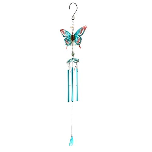 Campanello a vento creativo a forma di farfalla, in metallo, da giardino, colore: blu