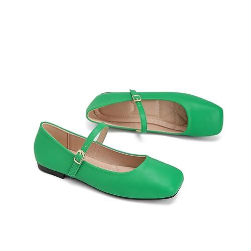Women's Stylish and Comfortable Square Toe Mary Jane Flats with Buckle Straps, Summer Slip-On Shoes Ideal for Office and Business Casual Settings4