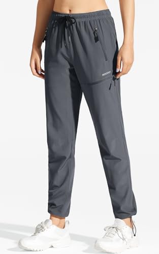 MOCOLY Women's Cargo Hiking Pants Elastic Waist Quick Dry Lightweight Outdoor Water Resistant UPF 50+ Long Pants Zipper2