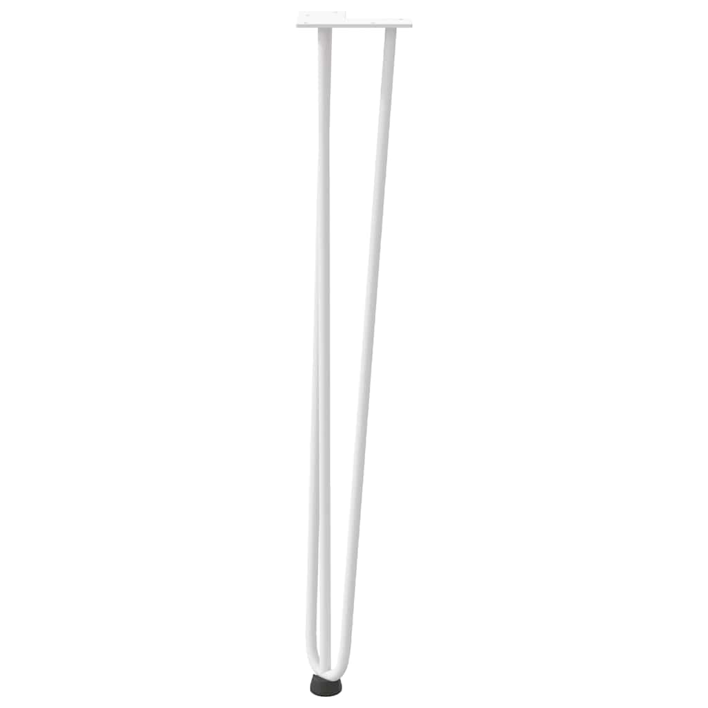 Modernas patas de mesa con nivelación de pies ajustables y agujeros pretaladrados: 4 patas de horquilla con recubrimiento en polvo para mesa de centro de acero macizo en color blanco, 72 cm