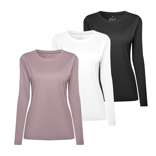 HovSiyla 3 Pack Womens Long Sleeve Workout T Shirts Casual Fishing UV Sun Protection Running...