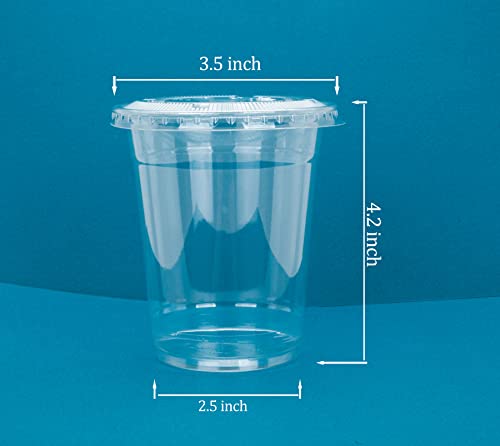 Image of Golden Apple, Cup series 12oz-50sets, clear cup + Flat lids No hole, BPA Free(50Cups+50Lids)