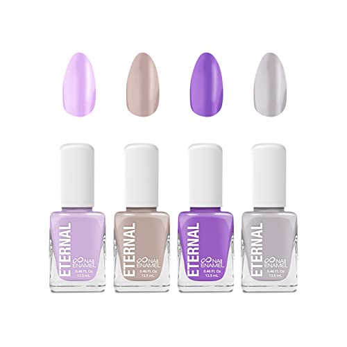 Nail Polish Set - Eternal 4 Piece Kit: Long Lasting, Quick Dry and Cruelty Free. Made in USA - 0.46 Fluid Ounces Each (Lilac)