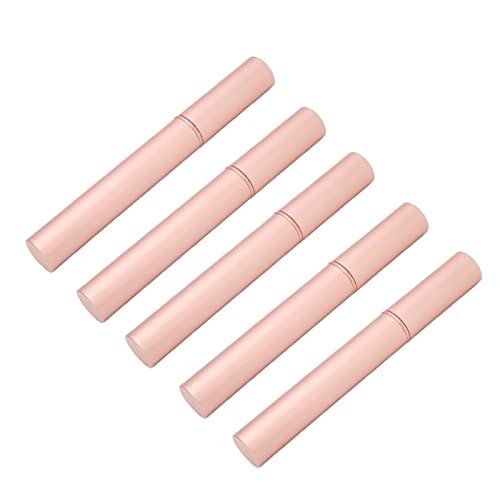Naroote Tubo de Rímel Vacío, Cepillo Suave, Contenedor de Maquillaje DIY para Pestañas, Tinte de Cejas, Restaurador de Cabello, 4 Ml, Carcasa de Metal de Oro Rosa, Juego de 5 para Entusiastas de la
