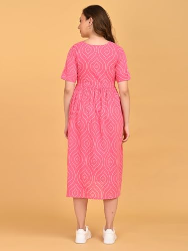 Image of The Mom Store Maternity and Nursing Dress | Pre and Post Pregnancy Dress for Womens | Zipper /Button Opening | Causal Wear | Trendy Stylish Causal Dresses for New Moms