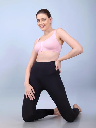 Image of BODYSIZE Front Open Sports Padded Bra for Women - Cotton| Full Coverage, Maximum Support | Non-Wired, Seamless Bra