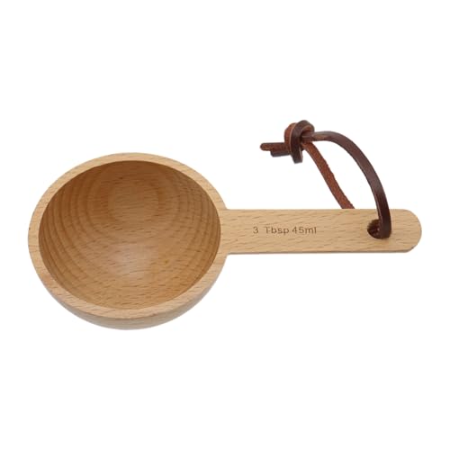 Mewutal 45ml Wood Measuring Spoon and Scoop Wooden Tablespoon 45ml Measuring Scoop 3 TBSP Retro Coffee Spoons for Dry Ingredients Ground Tea Spice (Wood Color, 3TBSP)