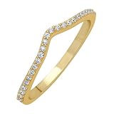 GOURIK 18K Yellow Yellow Gold Wishbone Chevron Simulated Diamond Ring For Women - Thin Band For Stacking - Light Weight Engagement Wedding Eternity Stackable Band Size 9