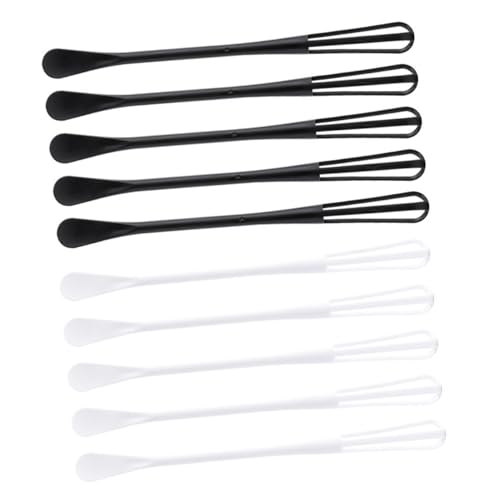 Toyvian 10 Batidores Manuales para Batir Huevos, Mezcla de Plástico 10 Piezas (5 Negros 5 de Color Claro), Herramienta Ergonómica para Repostería y Menaje de Cocina