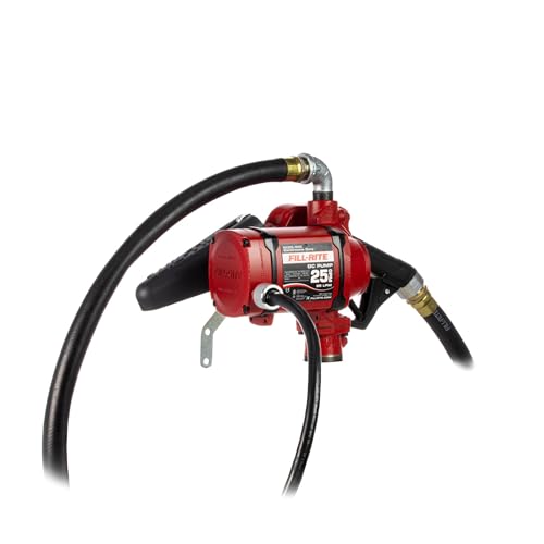 Fill-Rite 12/24V DC 25 GPM Fuel Transfer Pump with Nozzle - Energy-Efficient Fuel Transfer Pump for non stop Operation - Red - NX25-DDCNB-AA