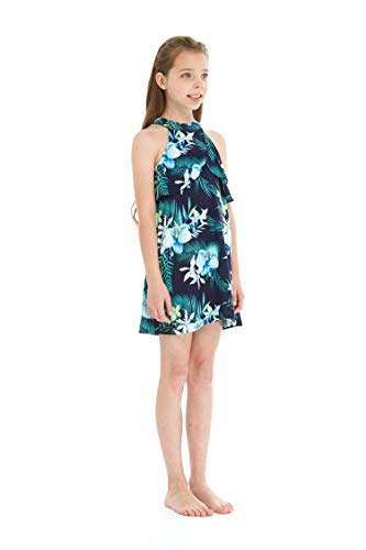 Image of Family Matching Hawaiian Clothes, Orchid Breeze Navy | Lightweight 100% rayon • Family matching outfits • Beach vacations • Luaus • Cruises • Family photos