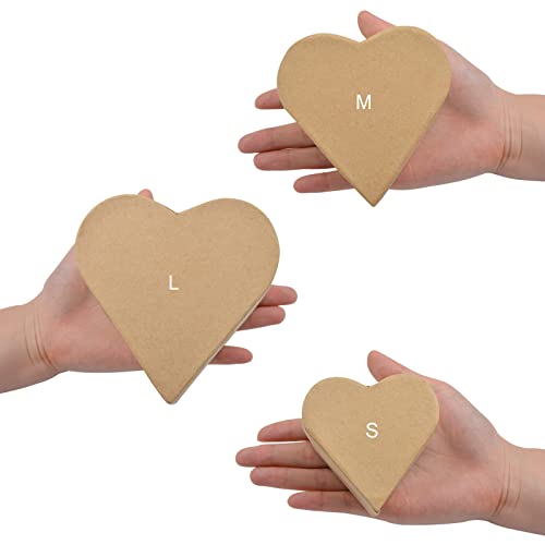 Wandic Mini Paper Mache Boxes, 3Pcs Small, Palm-Sized Heart-Shaped Kraft Paper Mache Box Heart Boxes For Saving Accessories Cosmetics Jewelry Gifts Home #TOP2