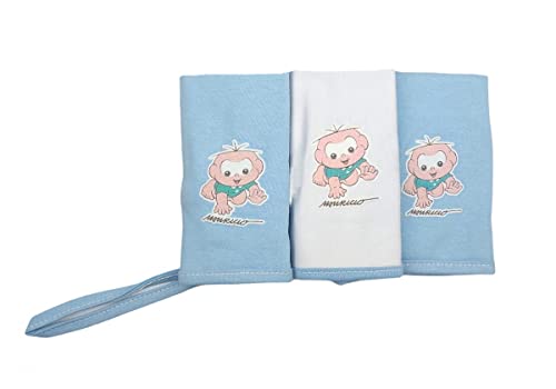 Toalha Boquinha C/Prendedor De Chupeta Turma Da Monica Baby Malha Liso C/Puff 30cmx35cm Pct C/03un//