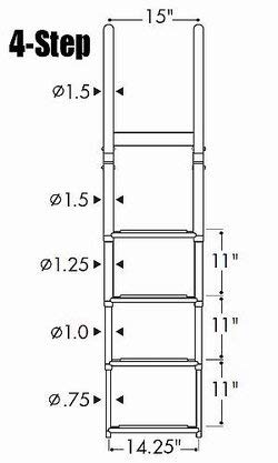 4 Step Pontoon Boat Ladder Rear Entry Heavy Duty #TOP3