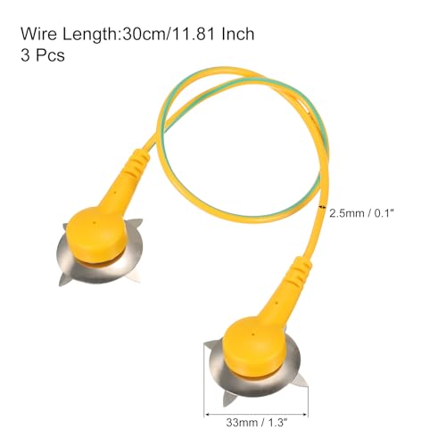 Image of MECCANIXITY ESD Grounding Cable Cord with Paw 30cm /11.81 Inch Long,Anti-Static Ground Wire Cable Clip for Eliminate Conductor Electrostatic, Pack of 3(Yellow,Green)
