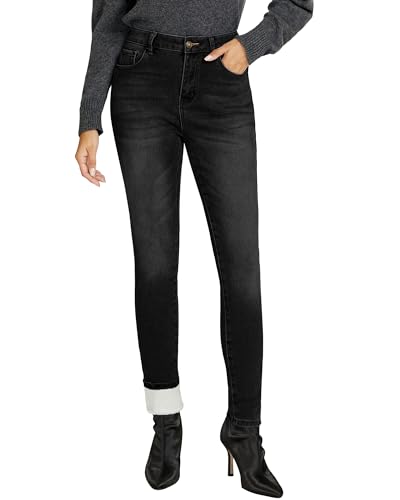 GRAPENT Fleece Lined Leggings Womens Skinny Jeans High Waisted Thermal Jeggings Winter Stretch Denim Pants Warm