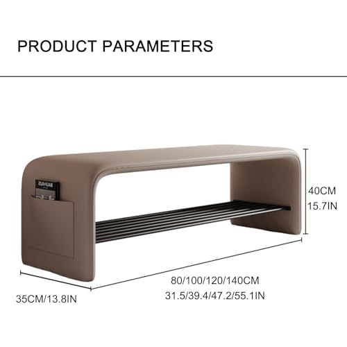 Banc à chaussures gris de 80 cm avec coussin rembourré et étagère de rangement