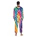 ALAZA Painting Color Tie Dye Unisex Onesie Hoody Pajamas Jumpsuit One-Piece Sleepwear for Men Women L Multicolor