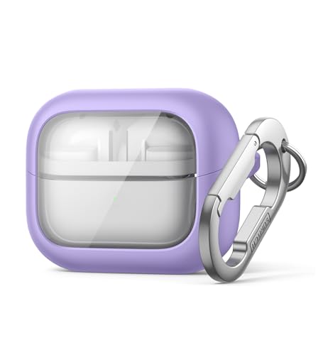 Image of SURITCH for Samsung Galaxy Buds 3 Pro (2024) / Buds 3 (2024) / Buds3 FE (2025) Case, Magnetic Bumper Cases, Rugged Shockproof Protective Covers with Carabiner & Cleaning Kit & Removal Tool, Purple