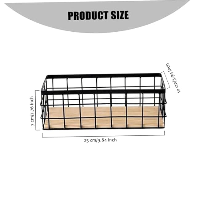 Small Basket,Wire Storage Basket Bins Organizer,Metal Wire Basket Bathroom Detachable Wood Base Storage Organizer Bin Basket for Kitchen Cabinets, Bathroom, Pantry, Garage