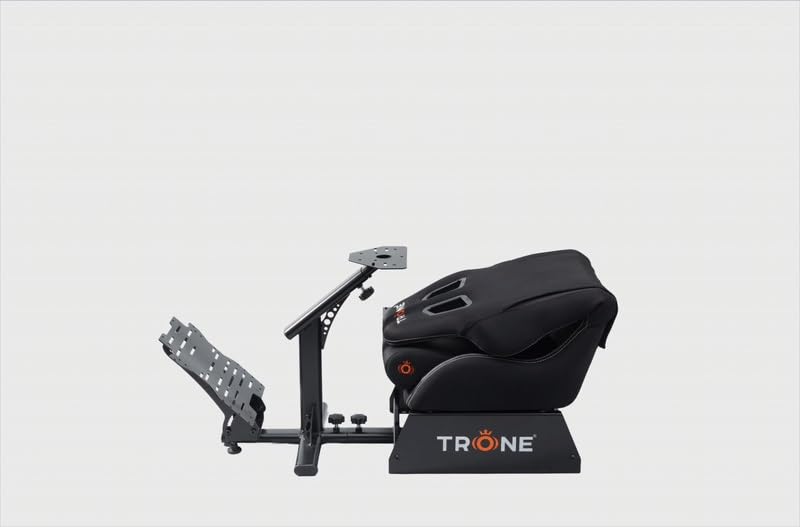 Image of TRONE RS1 Aero Black Racing Simulator Gaming Chair with Adjustable Cockpit & Mesh Seat SteadyMat Premium Floor Mat Combo | Compatible with Logitech PXN V10, V99,G923, G29, G920 | Xbox, PS, PC